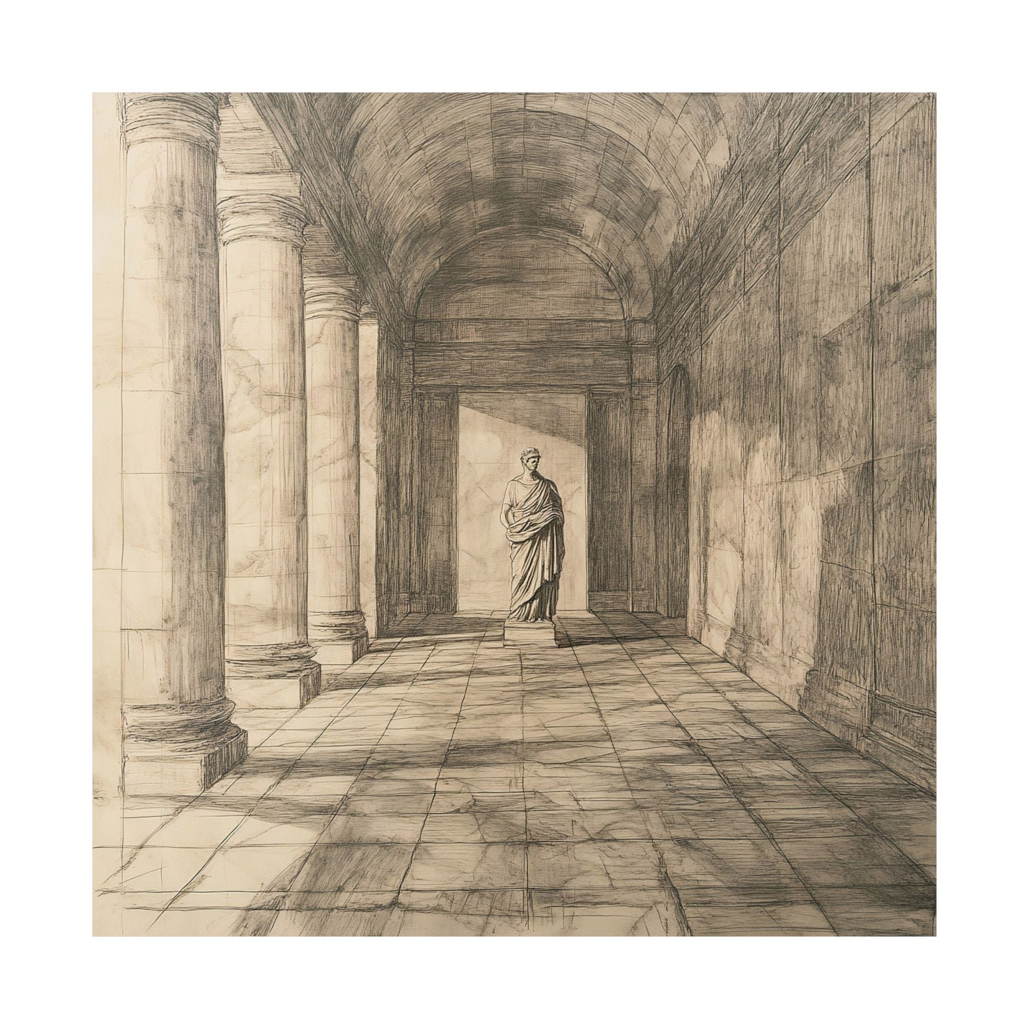 "Echoes Through Marble" - Satin Poster